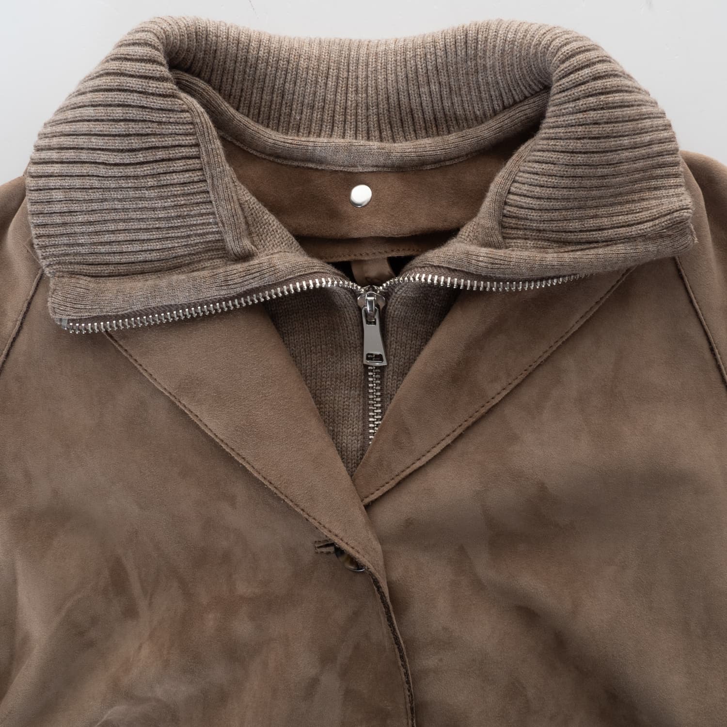 Leather Jacket with Removable Knit Insert