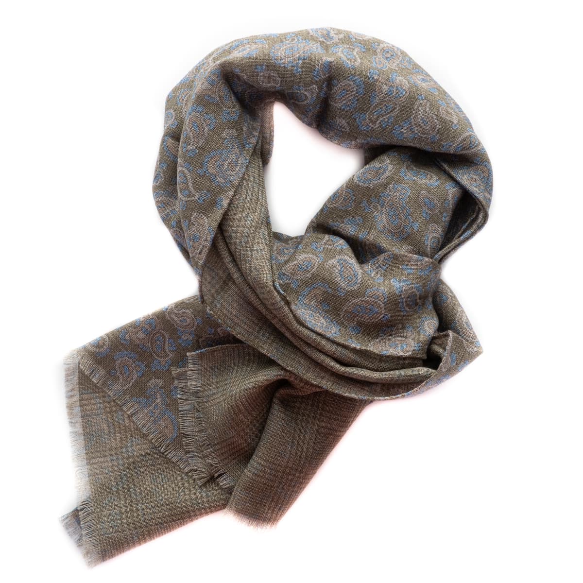 Wool Scarf Paisley Kaki