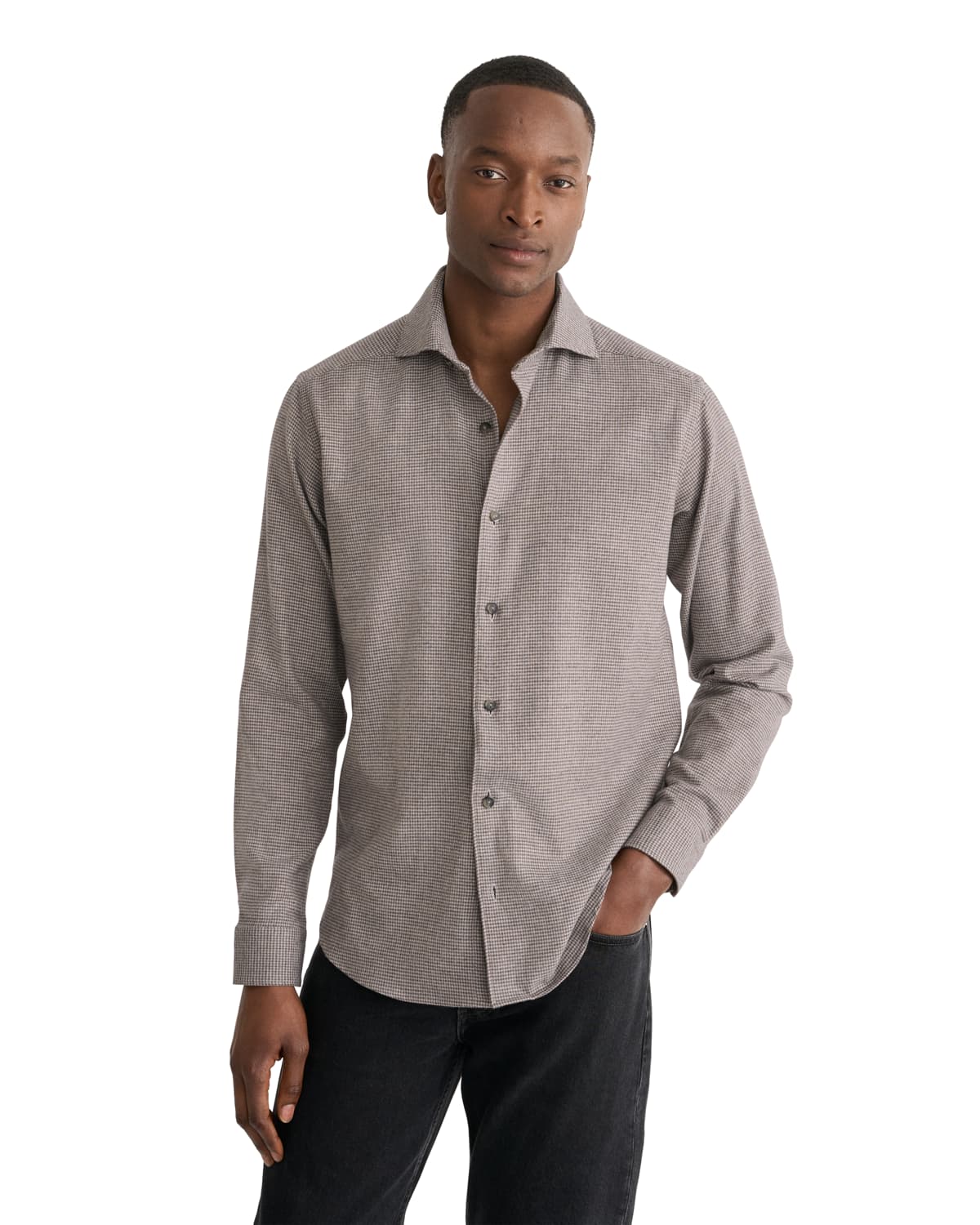 Casual Houndstooth Flannel Shirt