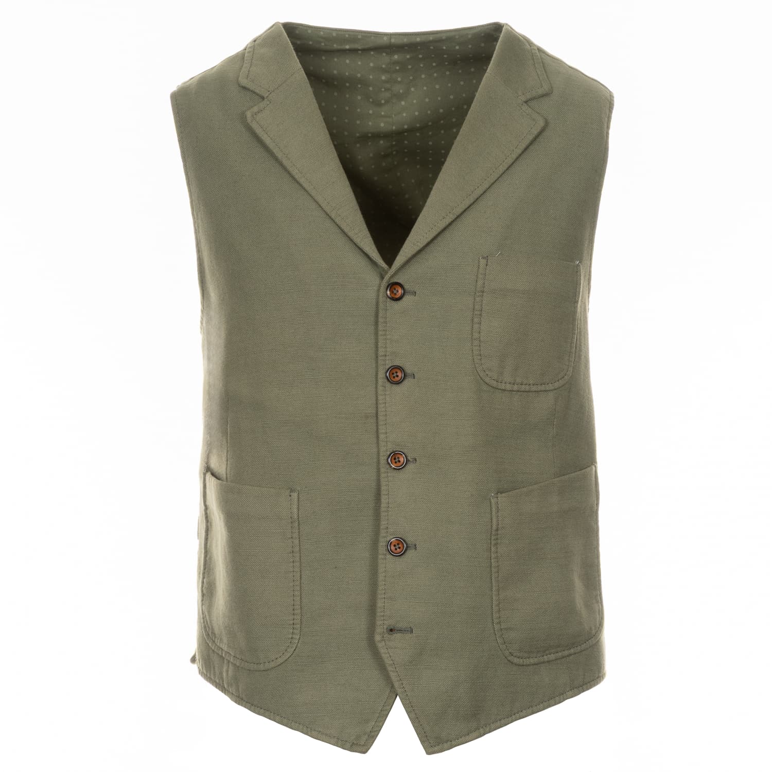 Waistcoat olive cotton linen