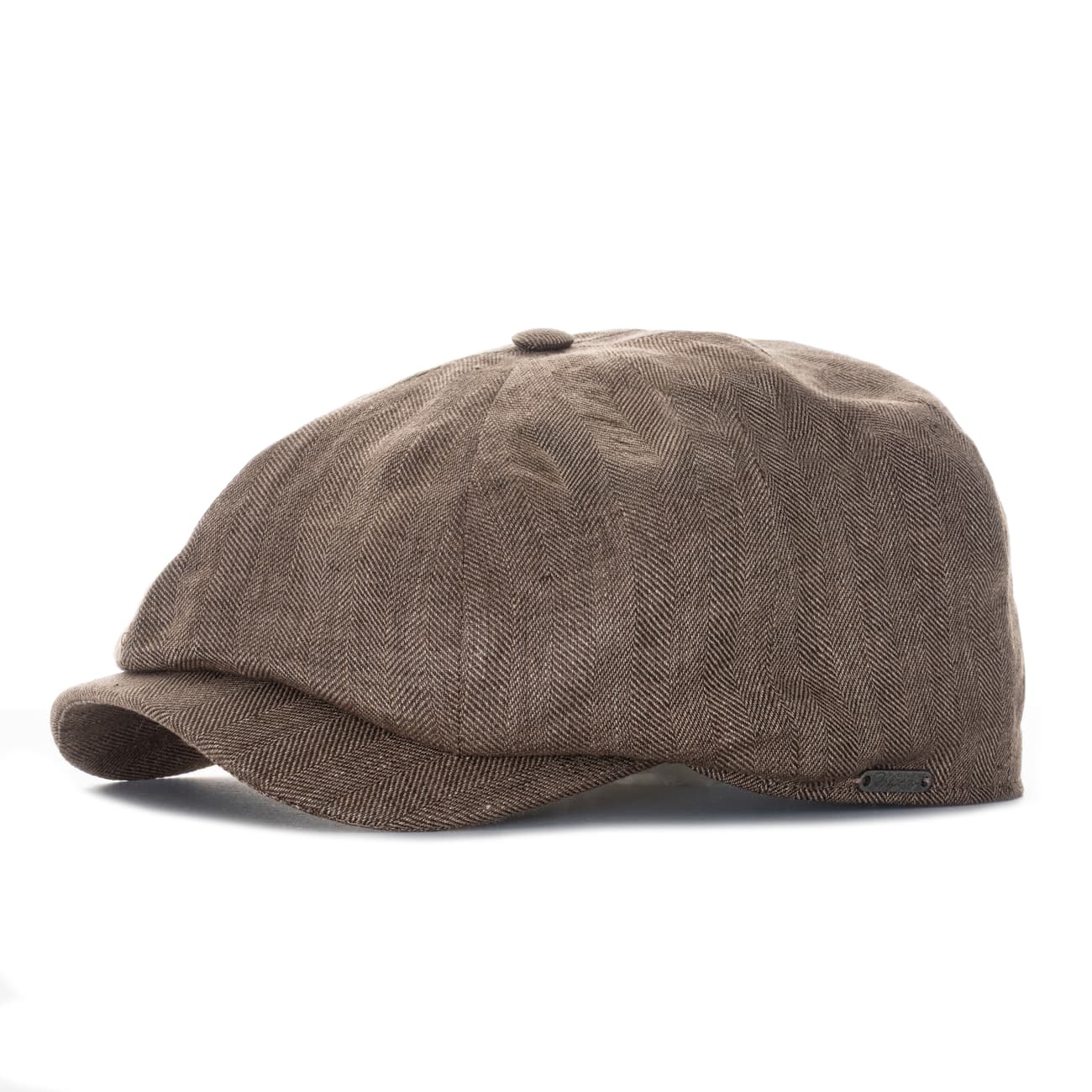 Newsboy Classic Cap Linen Herringbone Brown