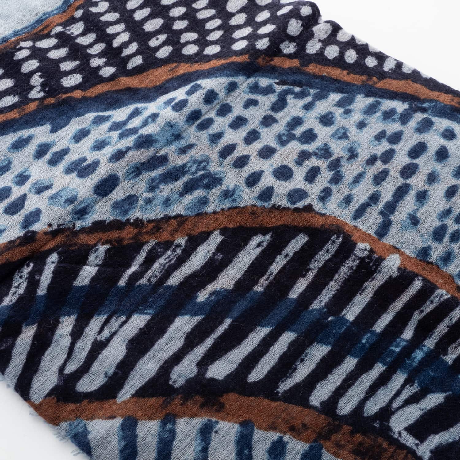 Wool Scarf Blue Patterned