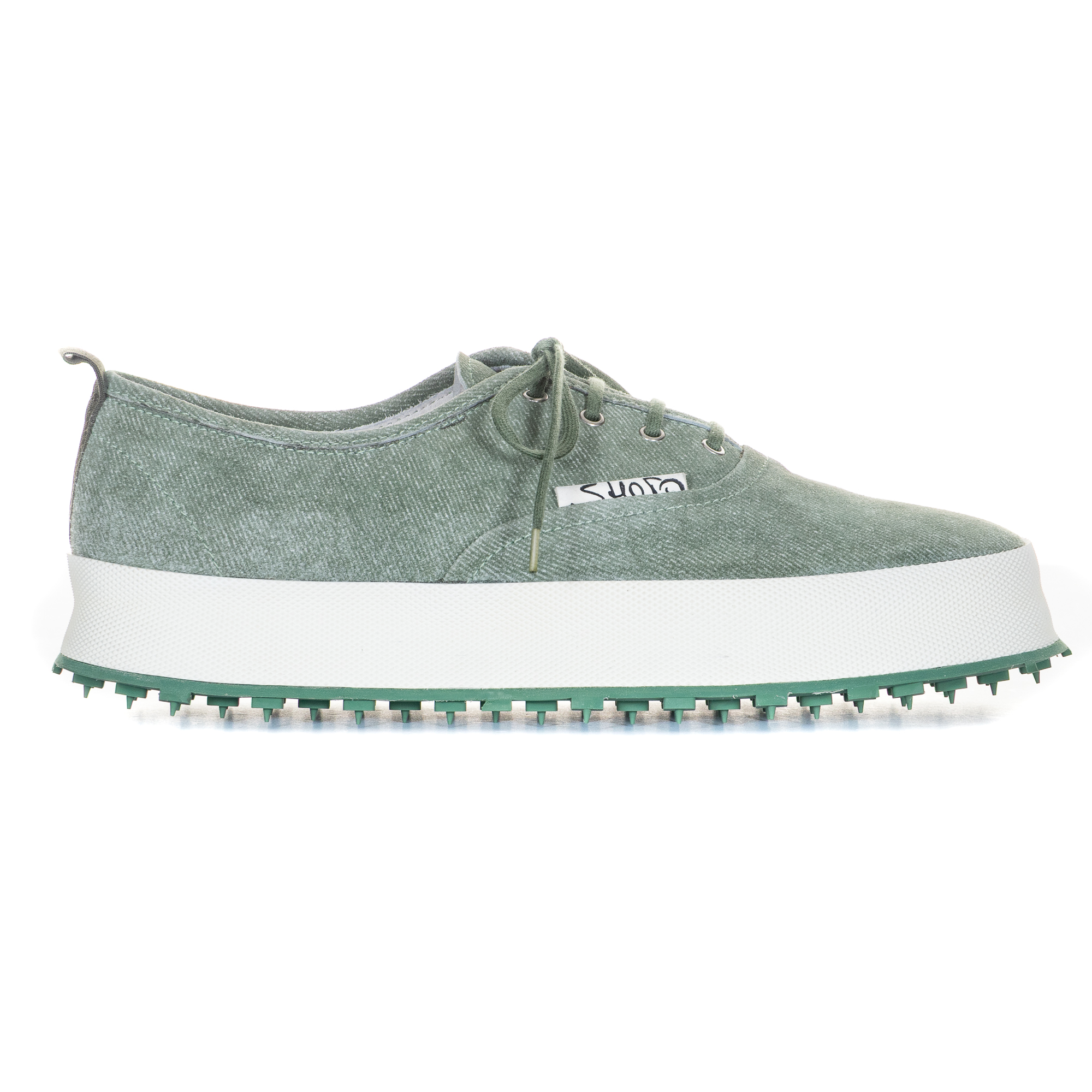 Ladies Green Denim Sneaker 6424