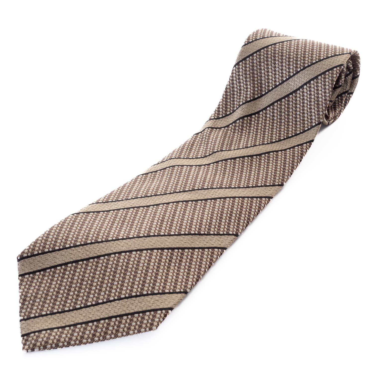Brown Striped Silk Tie