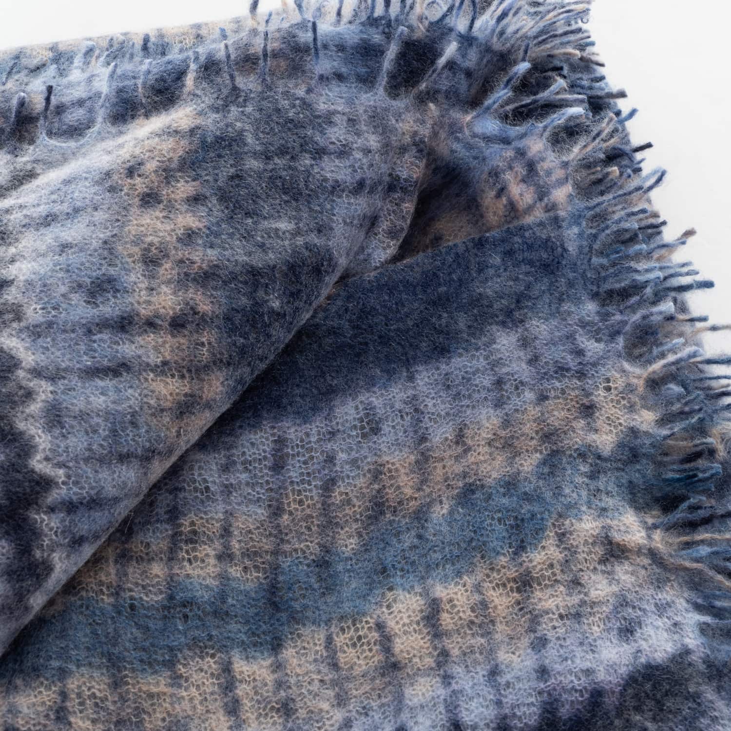 Oversized Cashmere Scarf Blue Check