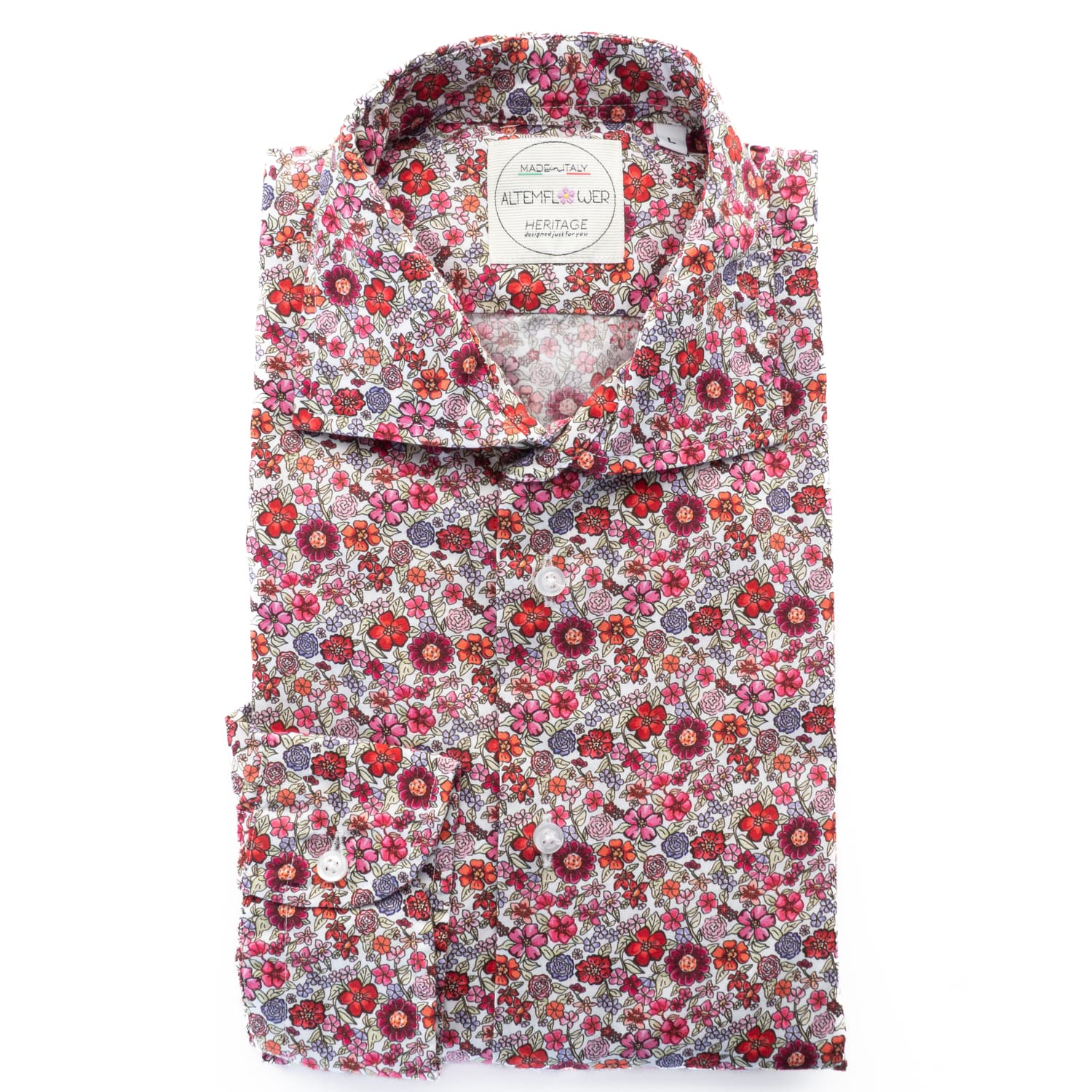 Shirt Positano Red Floral Pattern