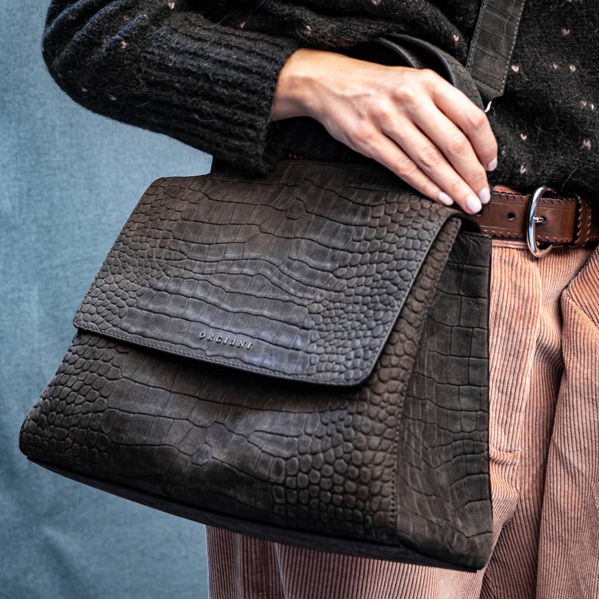 Sveva Cocco Nubuck Handbag Chocolate