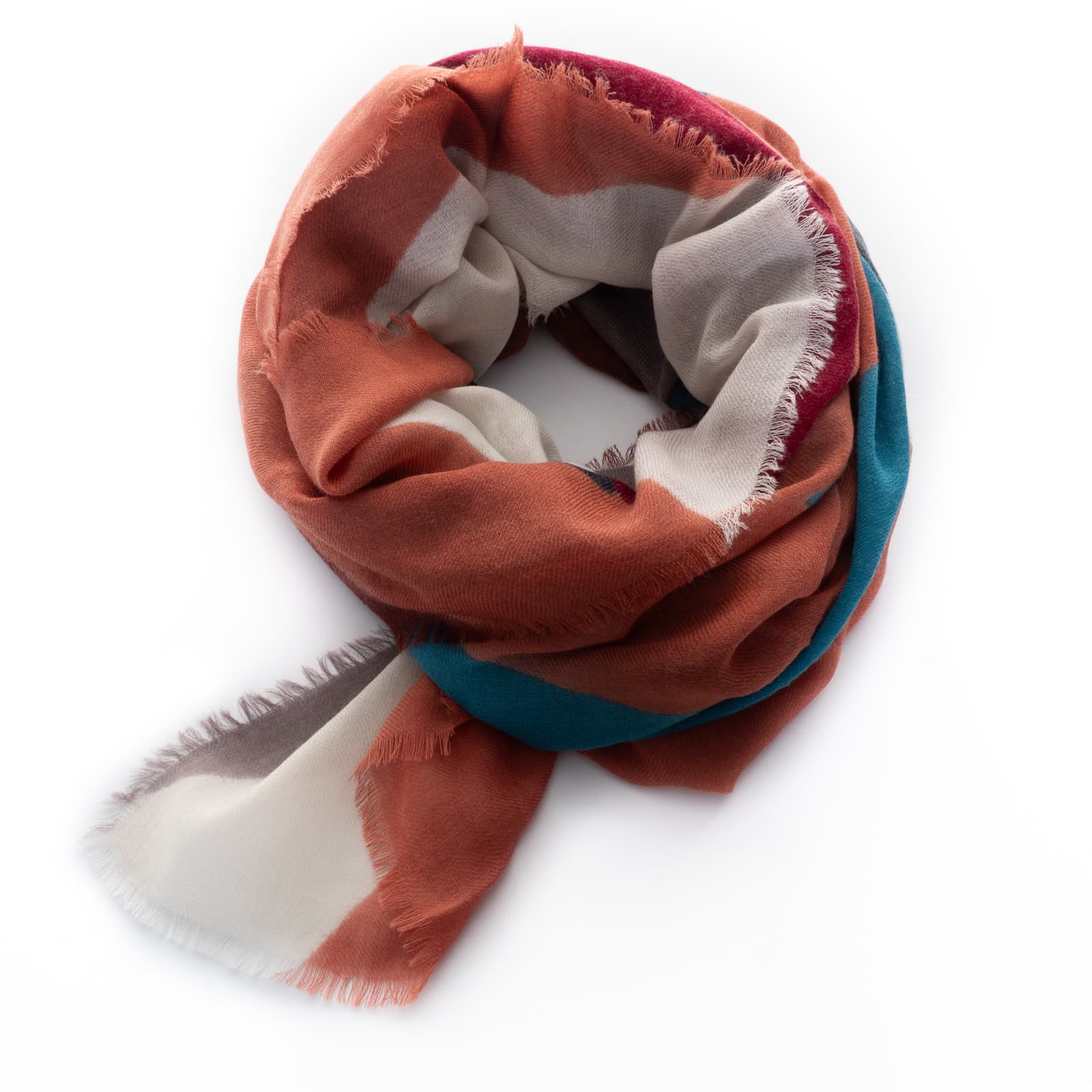 Wool Scarf Multicolour / Orange Pattern