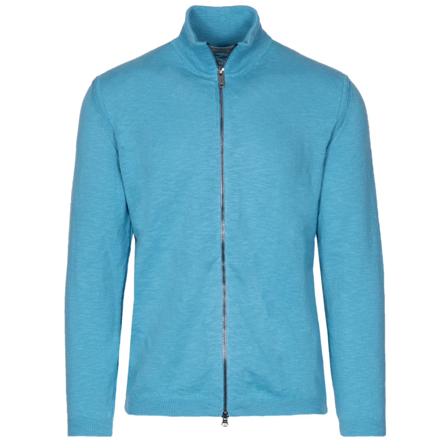 Zip jacket with flame yarn turquoise