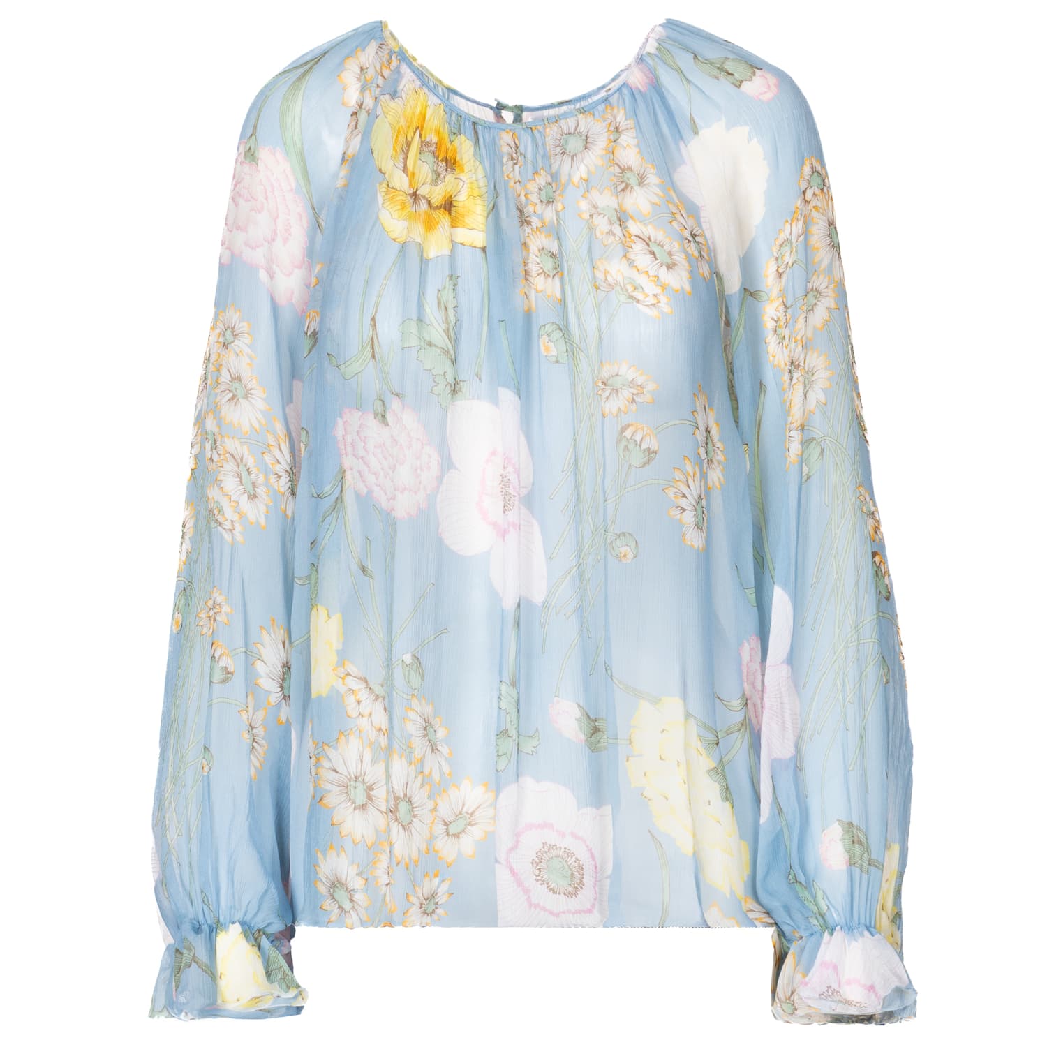 Light Blue Floral Viscose Blouse