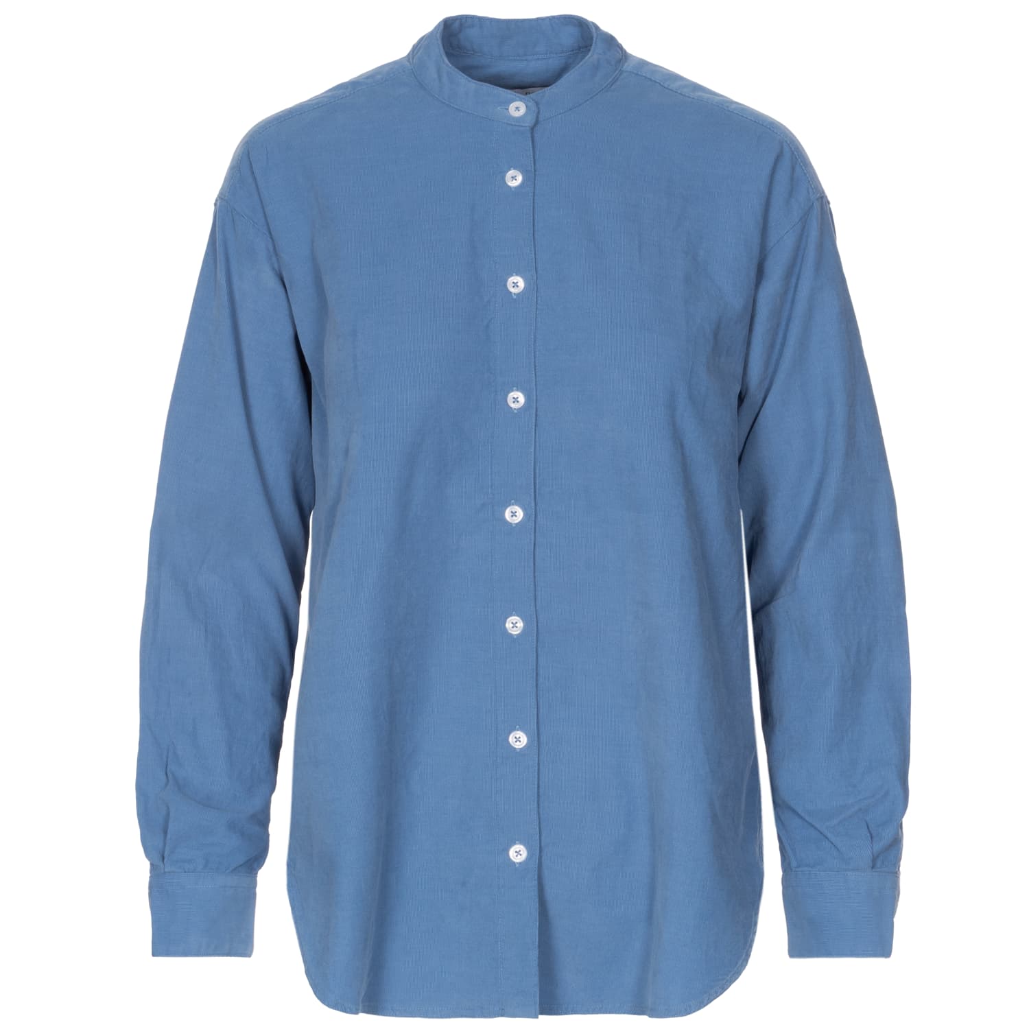 Fine Corduroy Blouse with Stand Collar