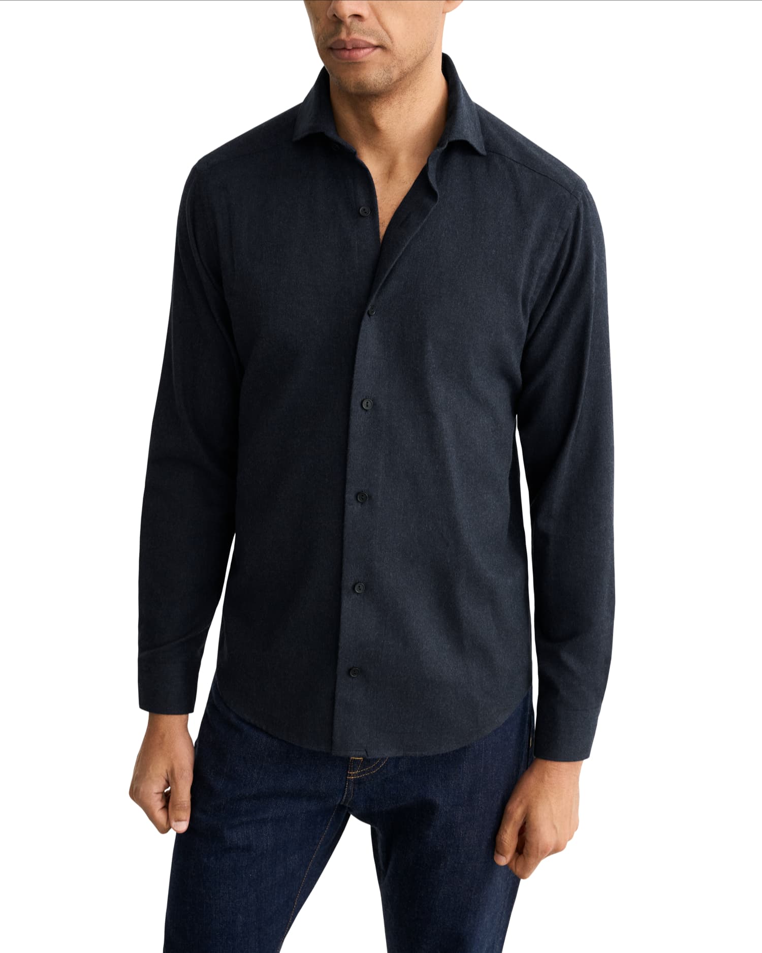 Solid Flannel Shirt Causal Fit