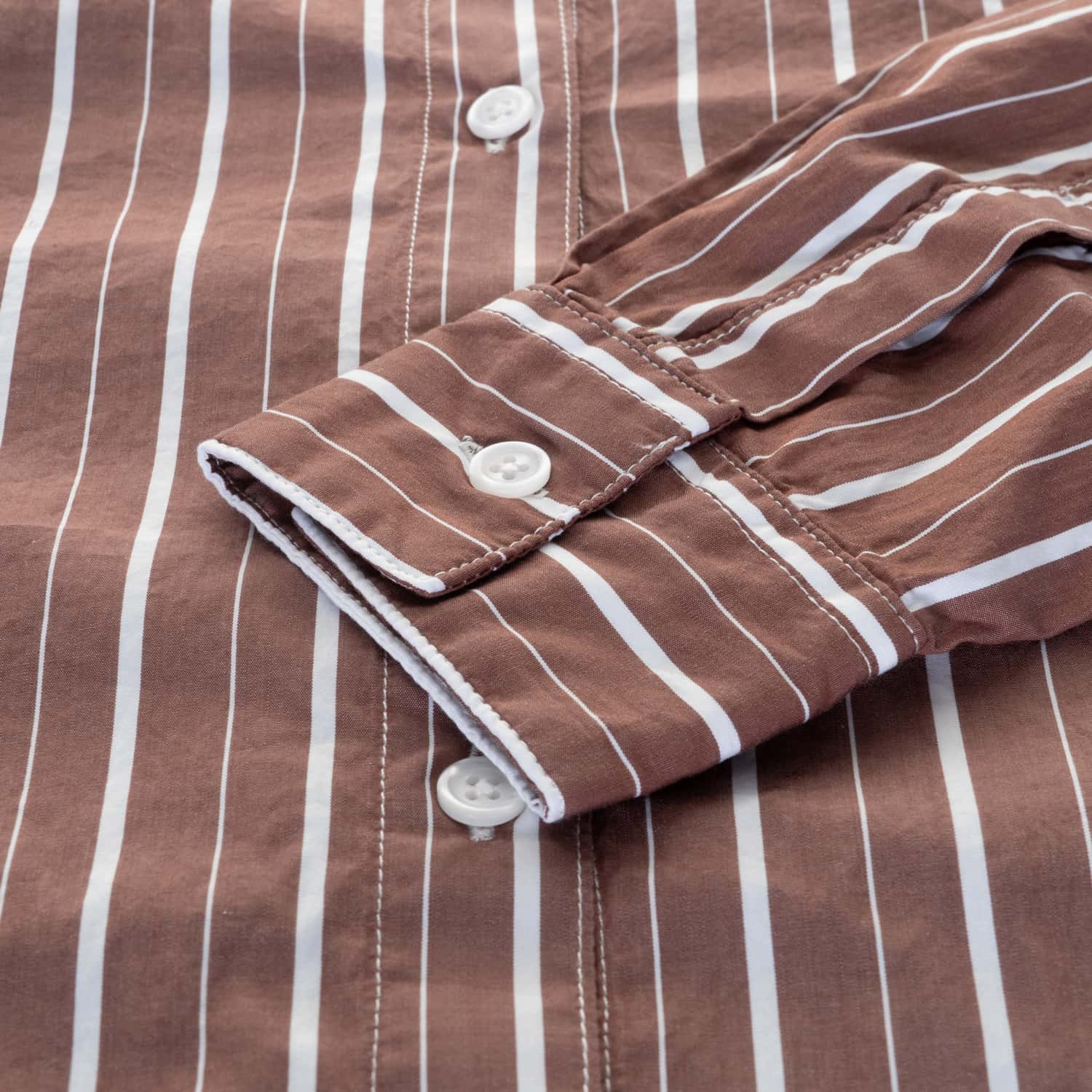 Cotton Blouse Striped with Stand Collar
