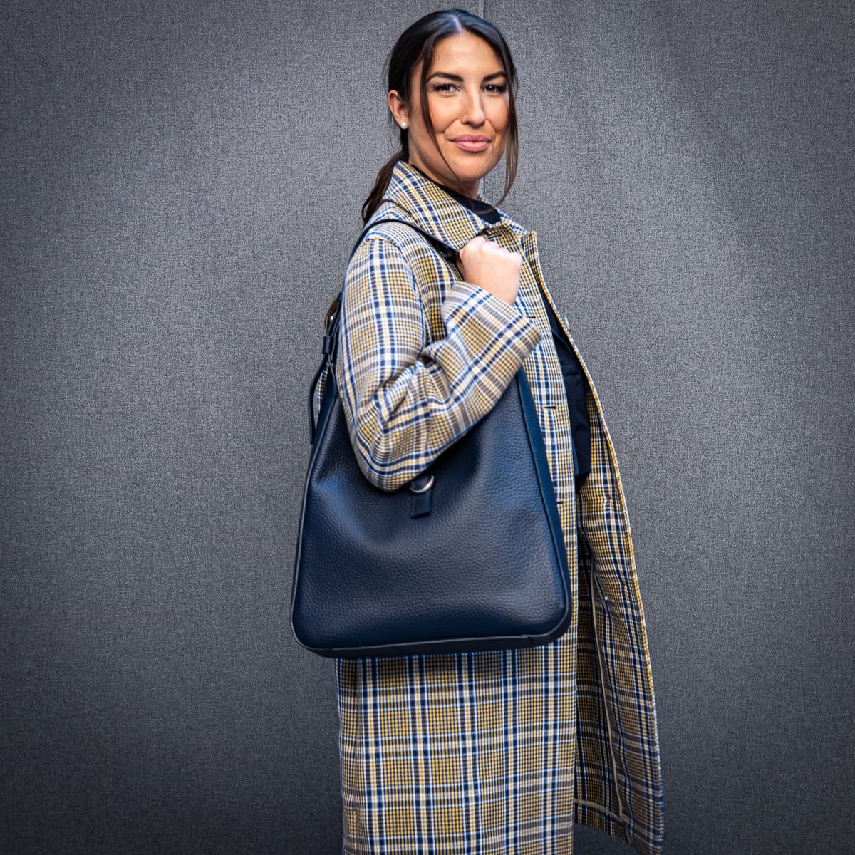 Singular row checkered coat