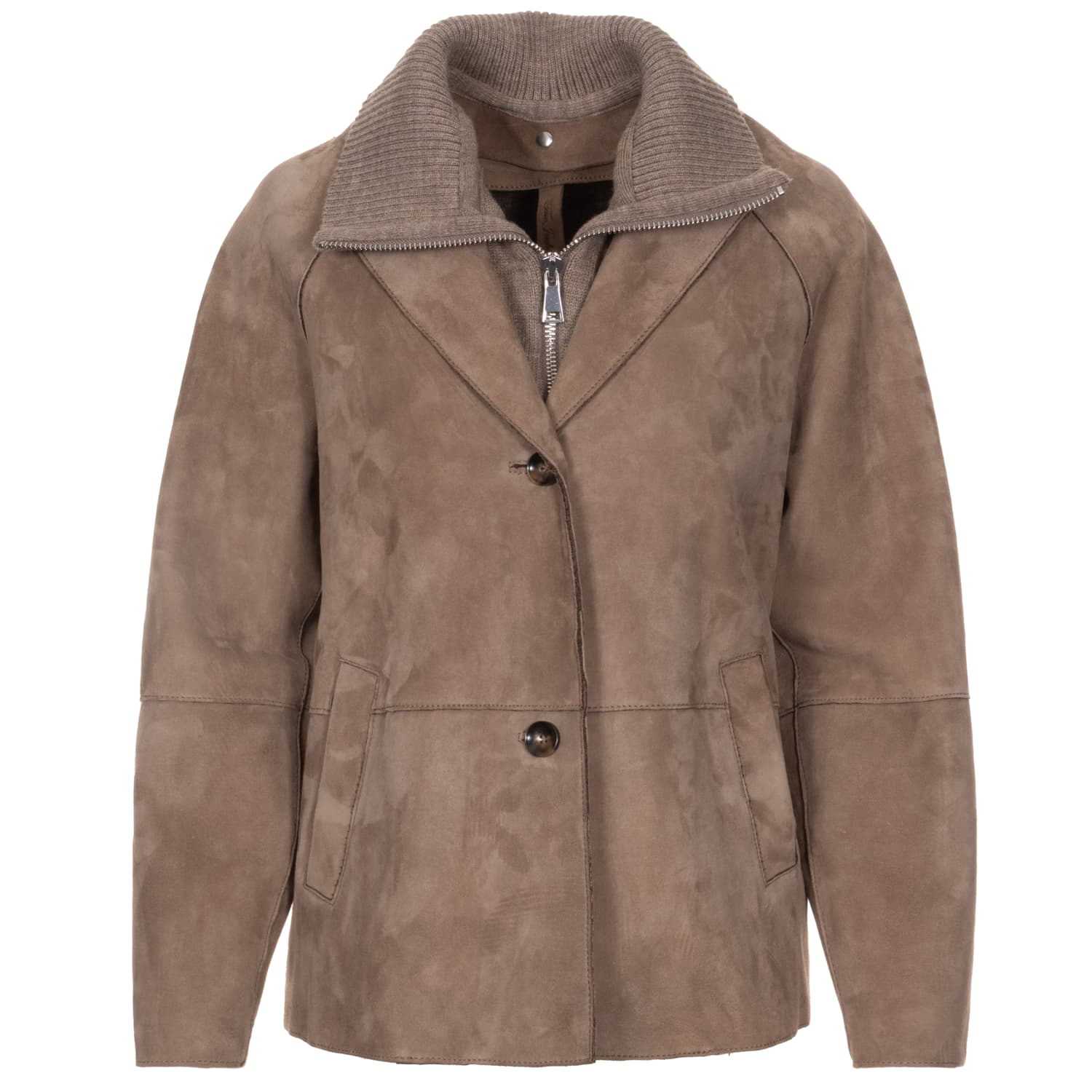 Leather Jacket with Removable Knit Insert