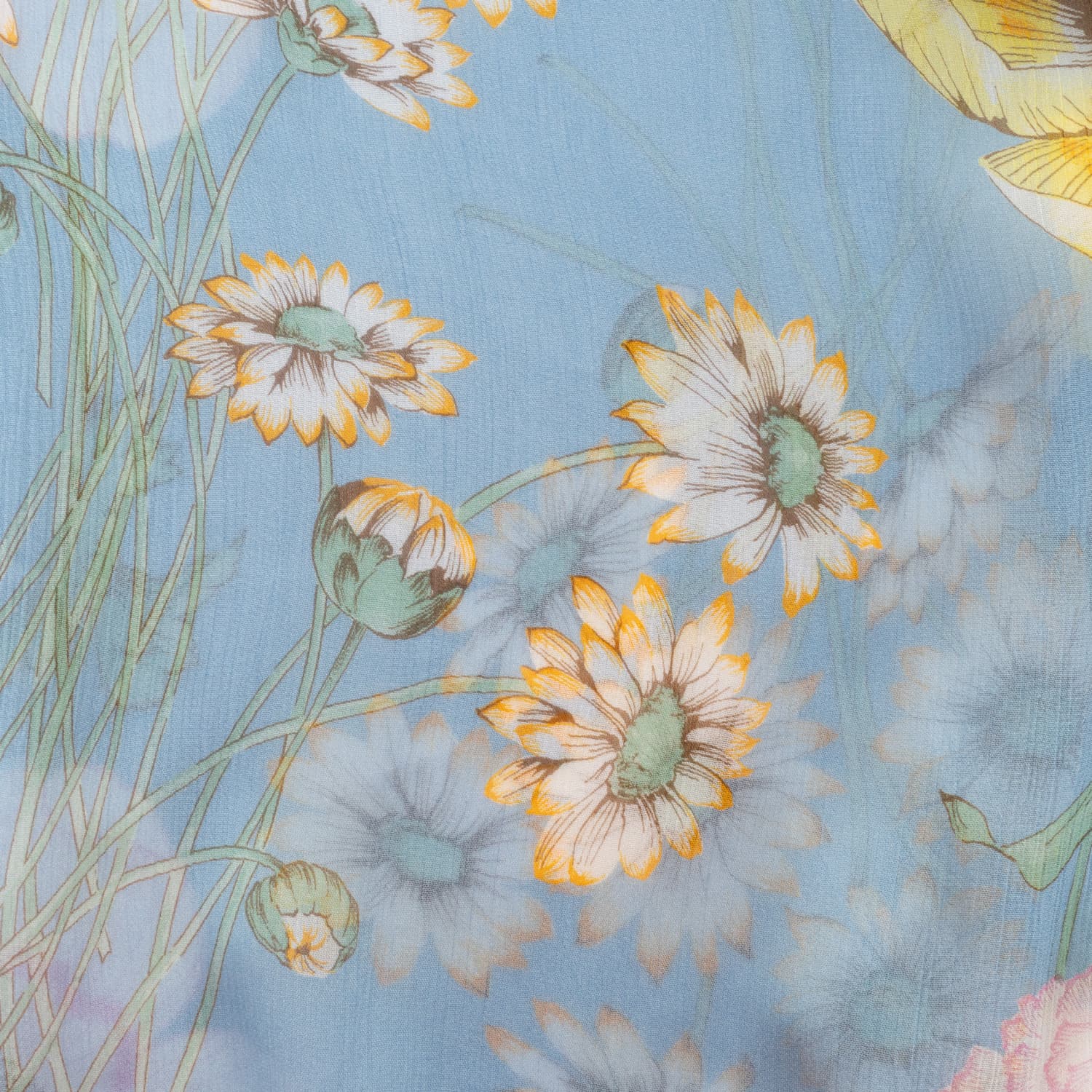 Light Blue Floral Viscose Blouse