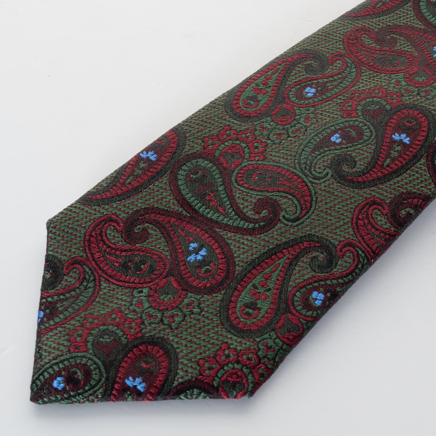 Silk Paisley Tie Green-Burgundy