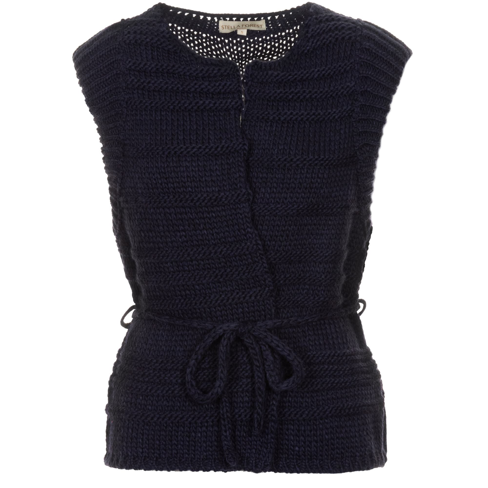 Structured Knitted Waistcoat With Tie Belt Structured Knitted Waistcoat With Tie Belt