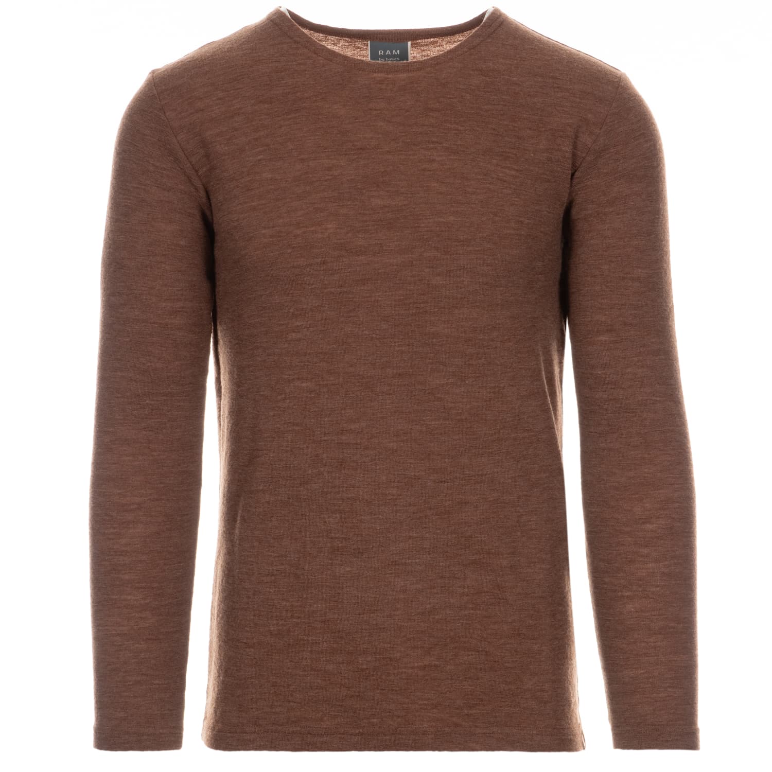 Knitted pullover round neck Camel Melange