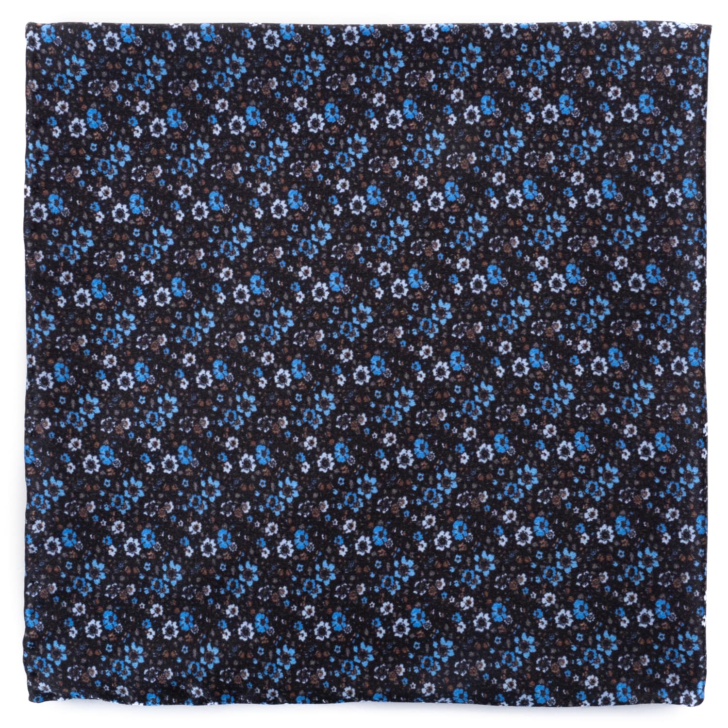 Handkerchief silk blue flowered