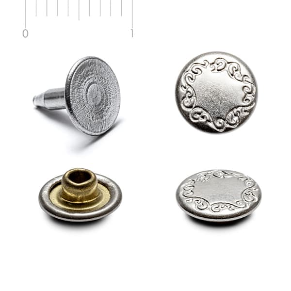 Silver metal button, pattern JB113